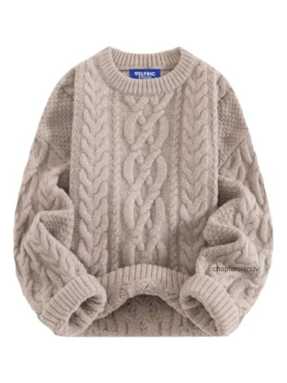 Oversized Chunky Cable Knit Crew Neck Pullover Sweater